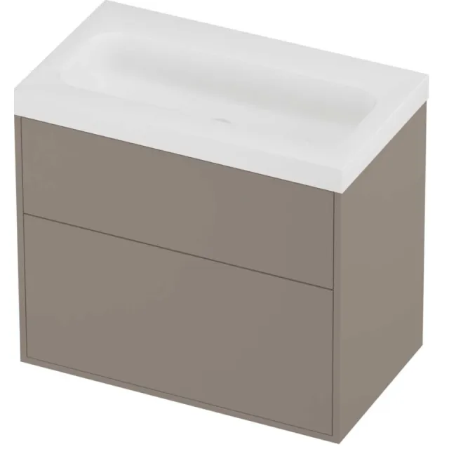 Proline Haga Badmeubelset Polystone Mezza 2 Laden 80x46x73 cm Mat White Clay Beige