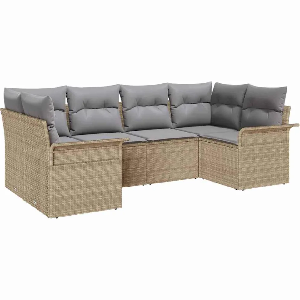 vidaXL Tuinbankenset 6 st Beige poly rattan