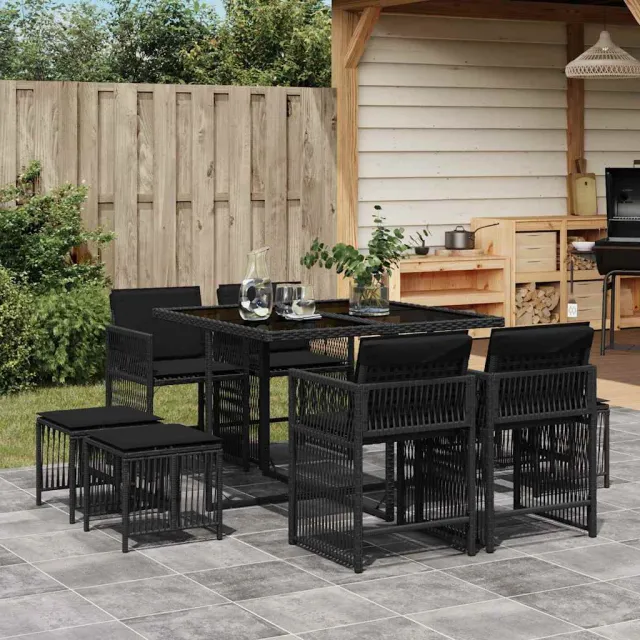 vidaXL 9-delige Tuinset poly rattan zwart, foto 2
