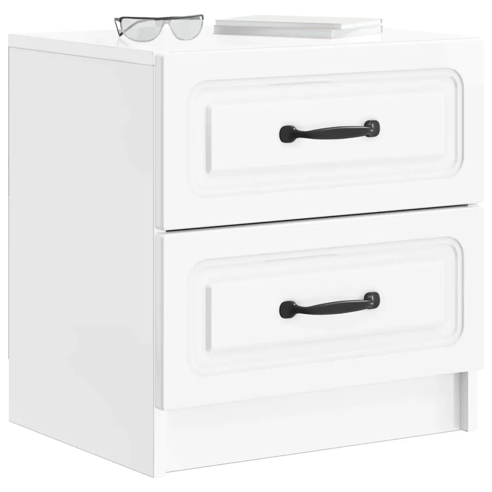 vidaXL Nachtkastje Hoogglans Wit 43 x 34,5 x 44,5 cm Bewerkt hout