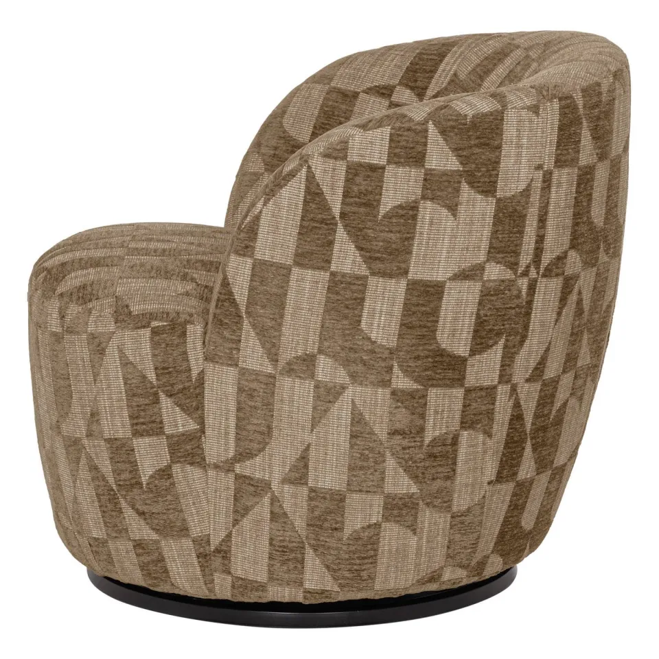 WOOOD Serra Draaifauteuil - Grafisch Patroon - Oudroze - 68x70x77, foto 4