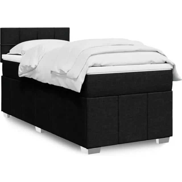 vidaXL Boxspring met matras stof zwart 90x200 cm