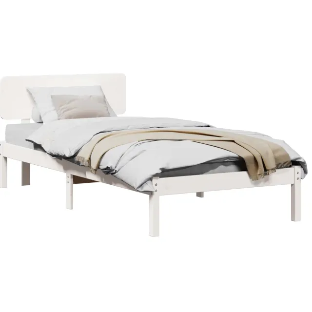 vidaXL Bedframe met hoofdeinde Wit 75 x 190 cm Massief grenenhout