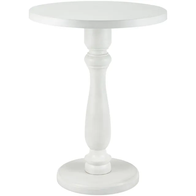 CLP Adamsville Bijzettafel - rond - hout - 50 cm diameter - voor woonkamer en eetkamer - Mindihout met tafelblad - antiek/wit