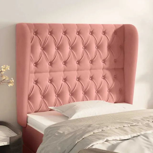 vidaXL Hoofdbord met randen 93x23x118/128 cm fluweel roze