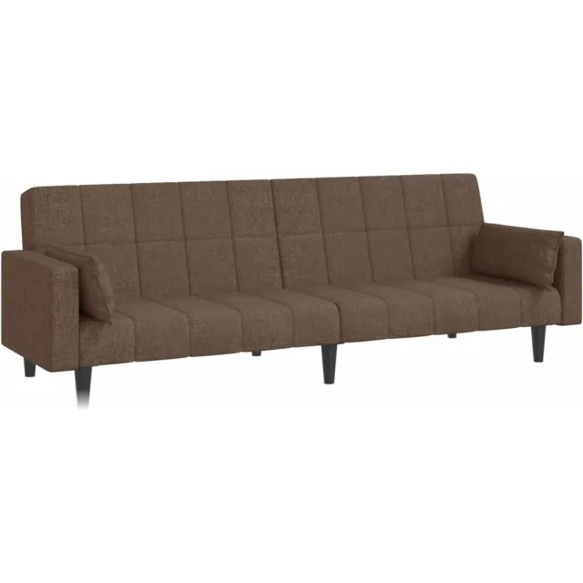 vidaXL Slaapbank - 2-zits - met - 2 - kussens - stof - taupe