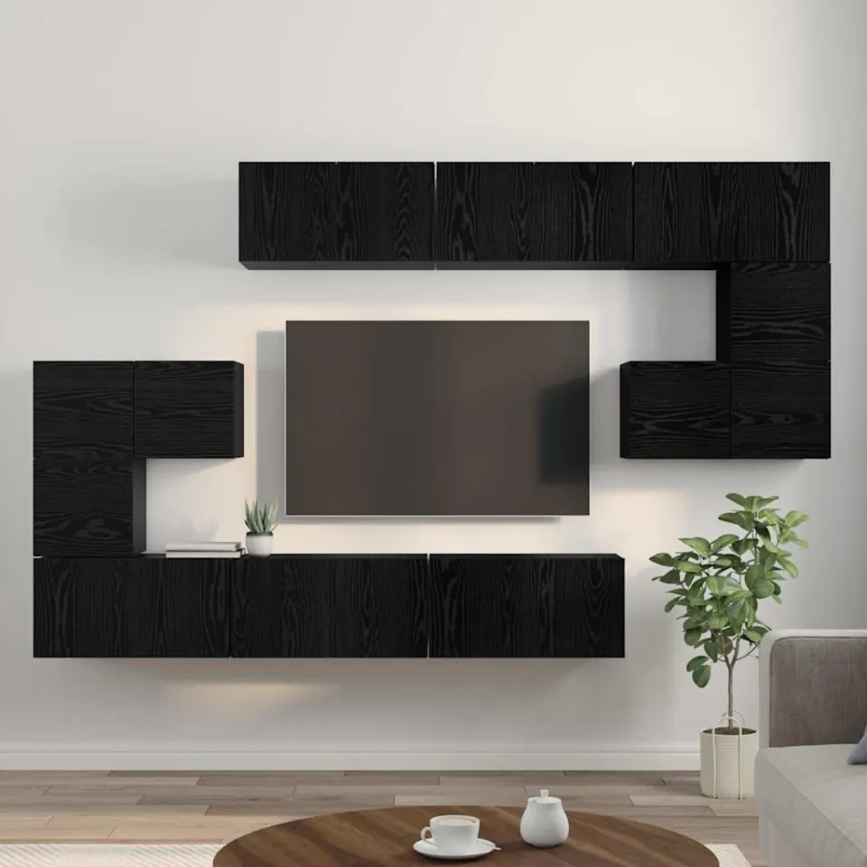 vidaXL Tv-meubelset 10 st 60 x 30 x 30 cm Zwart Eiken, foto 4