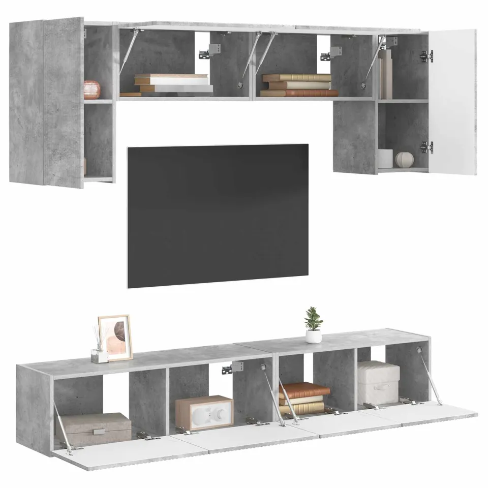 vidaXL Tv-meubelset 4 st Beton Grijs Bewerkt hout