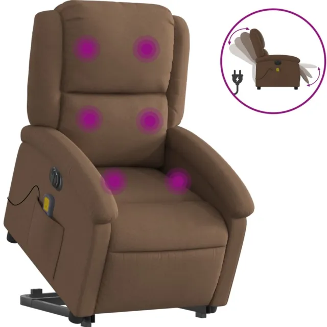 vidaXL Sta-op-massagestoel - elektrisch - verstelbaar - stof - bruin