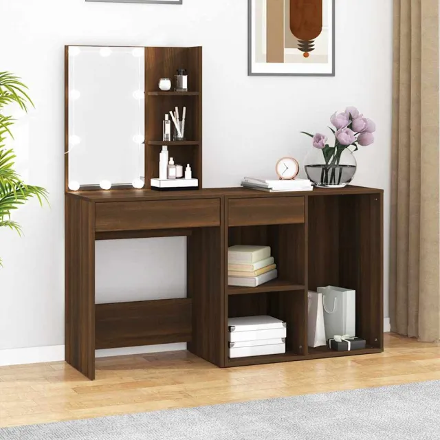 vidaXL Kaptafel met kastjes LED bewerkt hout bruin eikenkleur, foto 2