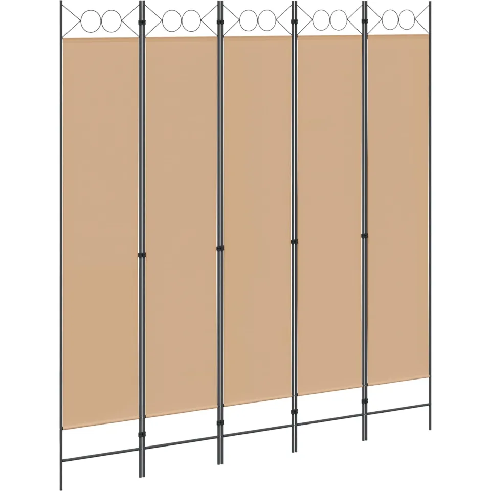 vidaXL 5-Panel Room Divider Beige 200 x 220 cm Stof, foto 3