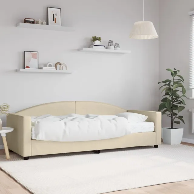 vidaXL Slaapbank met matras 80x200 cm stof crèmekleurig