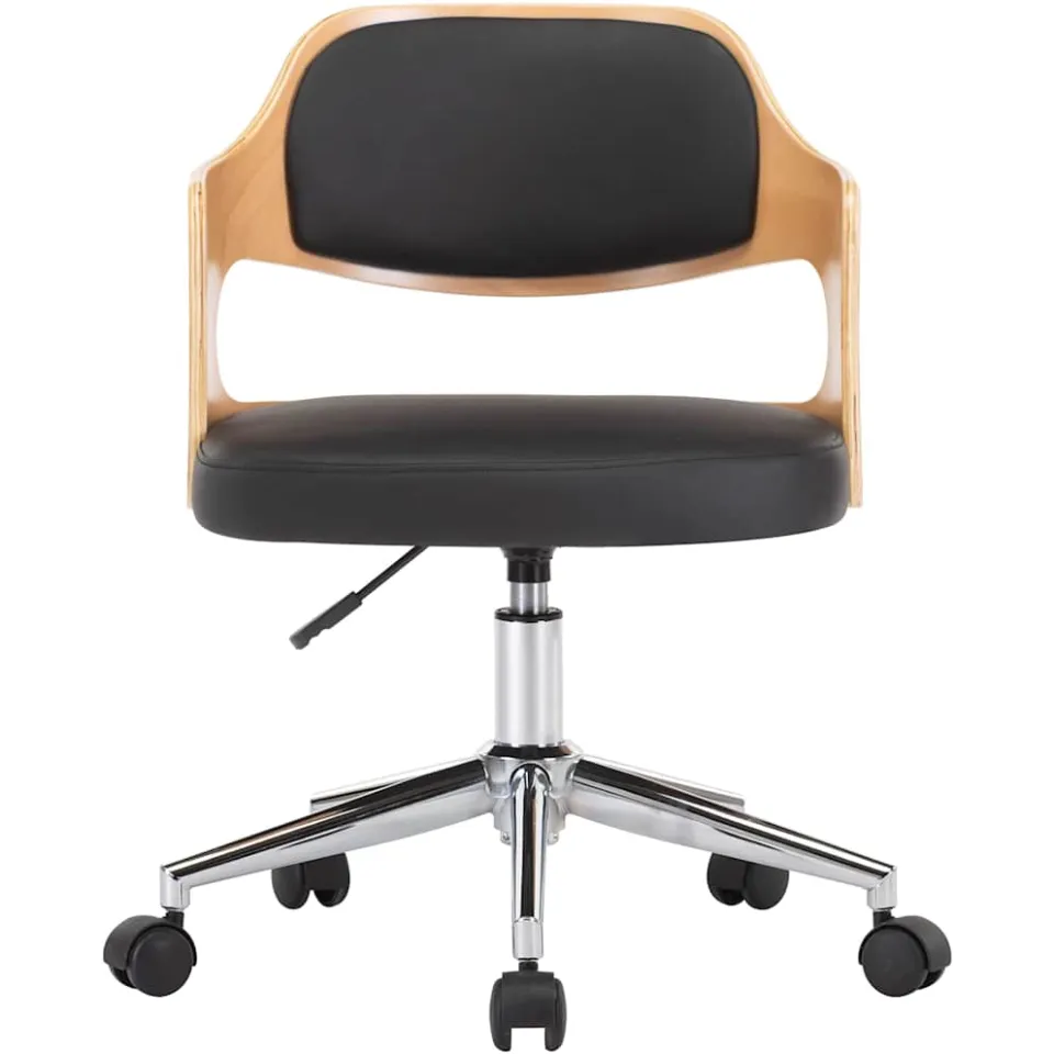 vidaXL Eetkamerstoelen draaibaar 2 st gebogen hout en kunstleer zwart