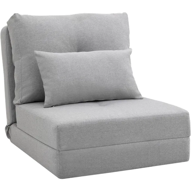 Homona Vloerfauteuil met slaapfunctie - Met in 5 standen verstelbare rugleuning en kussens - 60 x 80 x 56 cm - Grijs Lichtgrijs