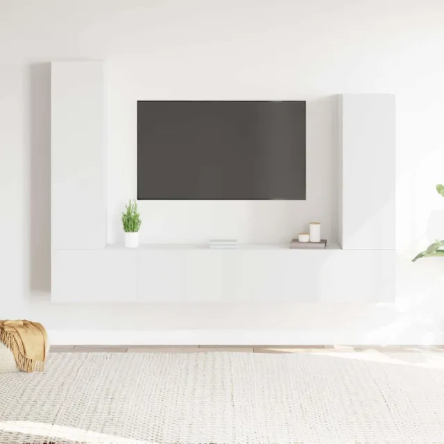 vidaXL 4-delige Tv-meubelset bewerkt hout wit