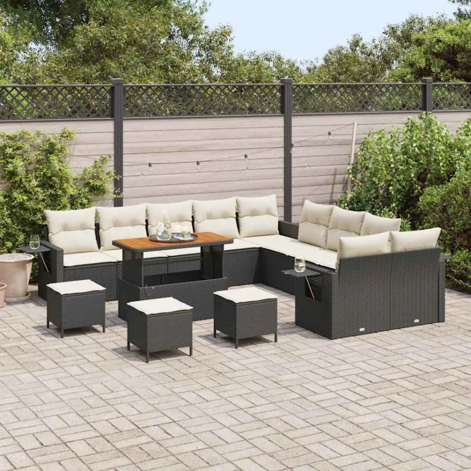 vidaXL Tuin Sofa Set 14 st Zwart poly rattan, foto 3