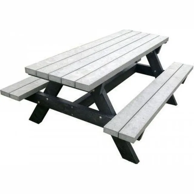 Rekupro Kunststof Picknicktafel - Massief Recycle Kunststof - 180x135cm - Grijs