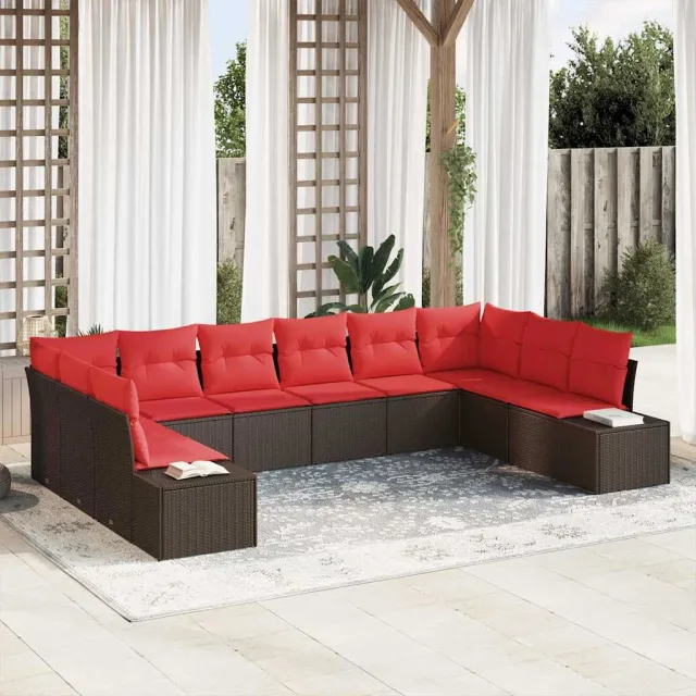 vidaXL Tuin Sofa Set 10 st Bruin poly rattan, foto 2