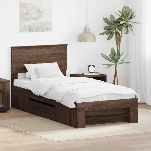 vidaXL Bedframe Bruin Eiken 75 x 190 cm Bewerkt hout
