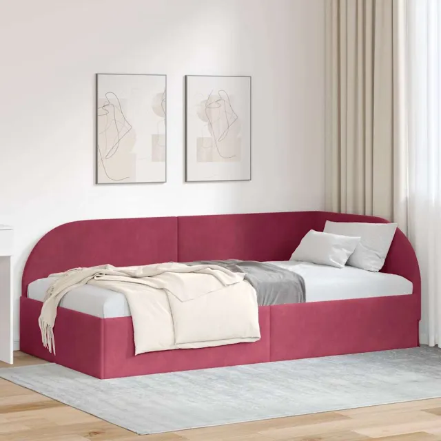 vidaXL Hoekbedframe Wijnrood 80 x 200 cm fluweel