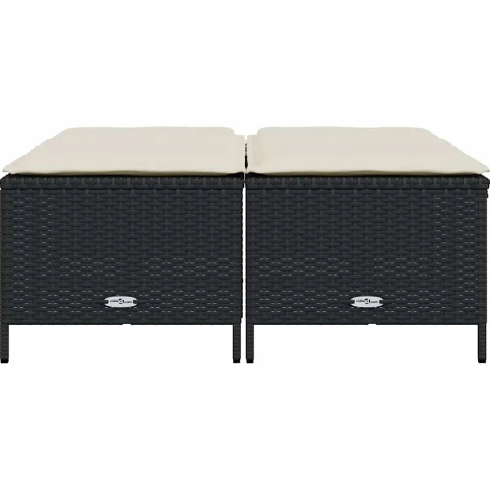 vidaXL Tuinkrukken met kussens 4 st poly rattan zwart