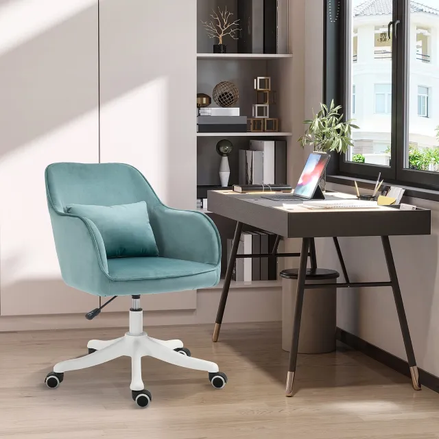 Lunpog Fluwelen draaistoel - moderne bureaustoel met verstelbare hoogte - 55 cm x 65 cm x 86 cm - groen