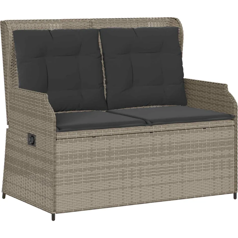 vidaXL Tuinbank Lichtgrijs poly rattan