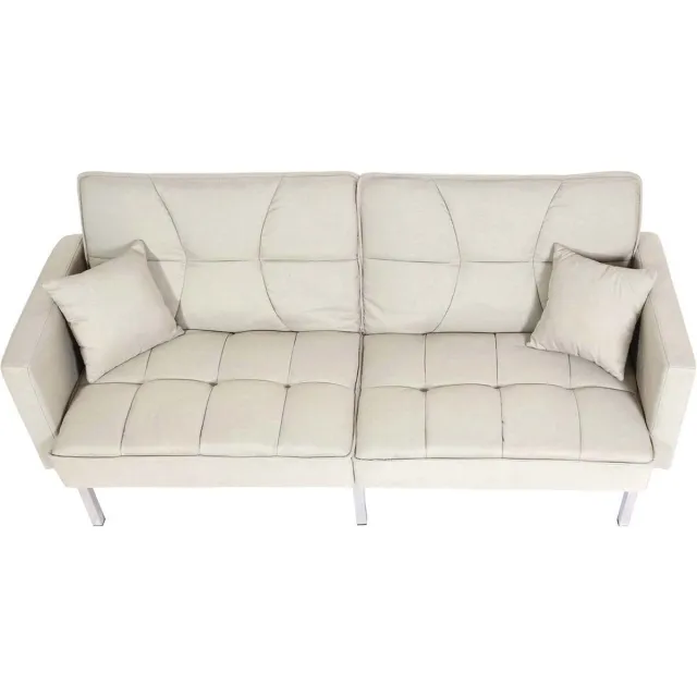 Cosmo Casa Slaapbank - Slaapbank - Logeerbed - Slaapfunctie - Ligoppervlak 170x104 cm - Stof/textiel Crème - beige CREME