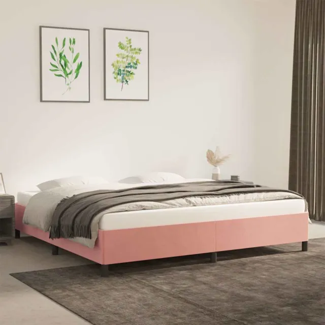 vidaXL Bedframe zonder matras 200x200 cm fluweel roze