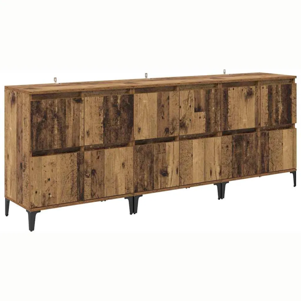 vidaXL Dressoirs 3 st Oud Hout 60 x 35 x 70 cm Bewerkt hout bruin, foto 3