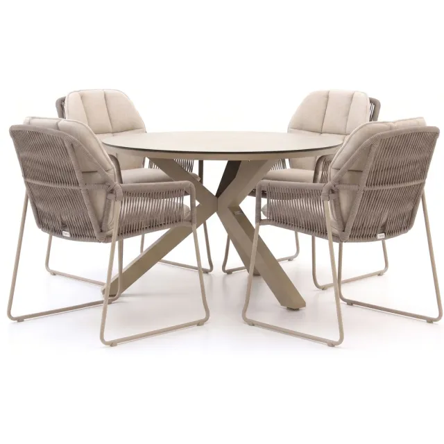 Tierra Outdoor Rivera/Orbital ø120cm dining tuinset 5-delig