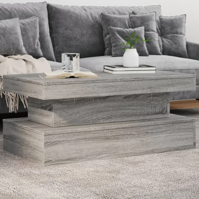 vidaXL Salontafel met LED-verlichting 90x50x40 cm grijs sonoma eiken, foto 2