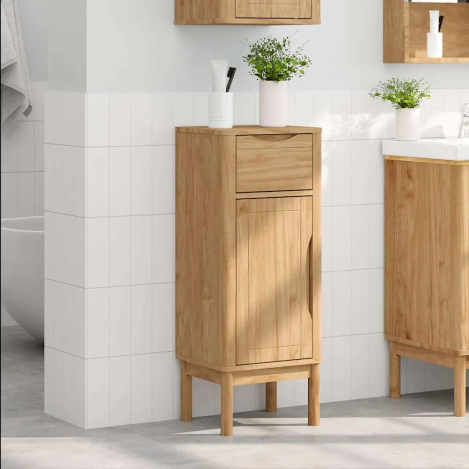 vidaXL Badkamerkast FLORO Wasbruin 35 x 30 x 90 cm Massief Vurenhout bruin, foto 3