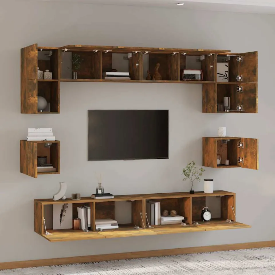 vidaXL 8-delige Tv-meubelset bewerkt hout gerookt eikenkleurig, foto 3