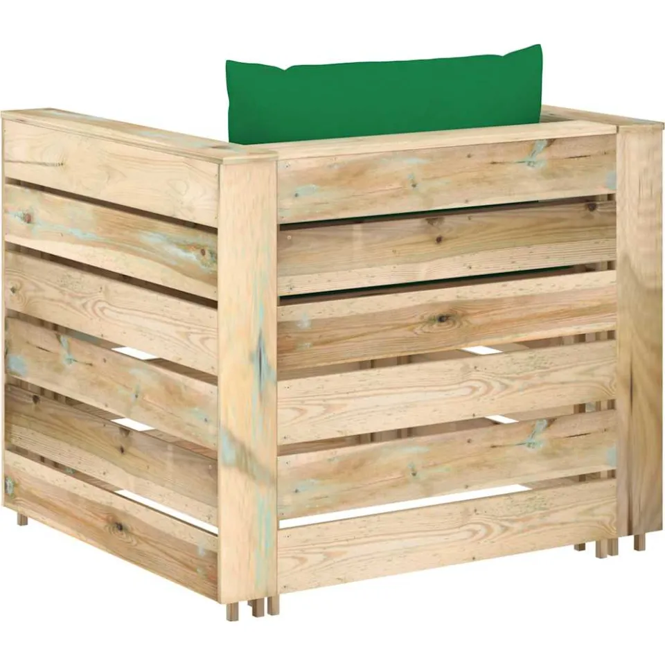 vidaXL 2-delige Loungeset met kussens groen geïmpregneerd hout, foto 4
