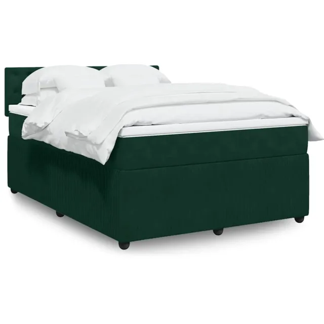 vidaXL Boxspring met matras fluweel donkergroen 140x190 cm groen