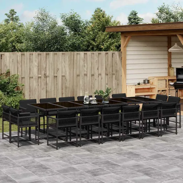 vidaXL 17-delige Tuinset met kussens poly rattan zwart, foto 2
