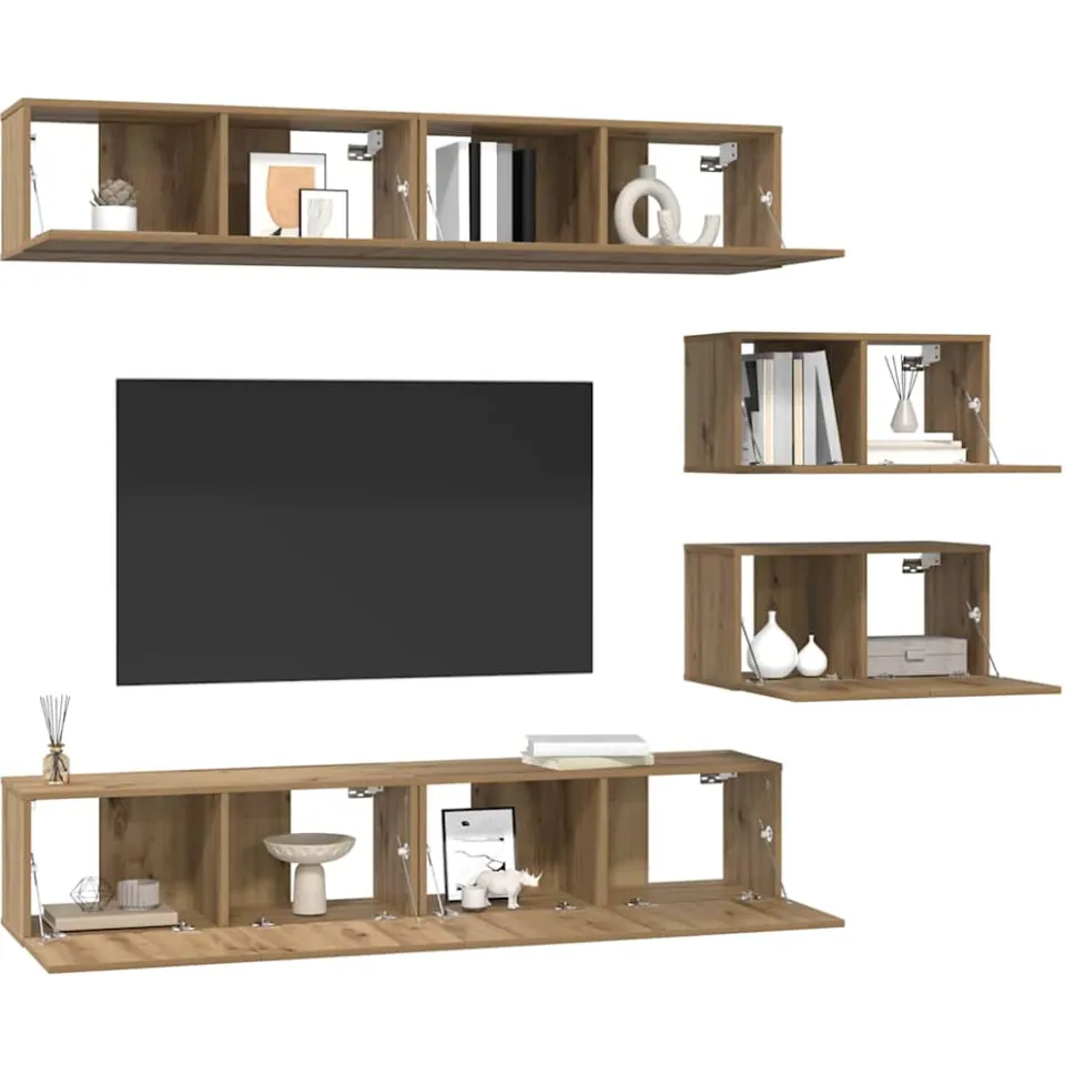 vidaXL Tv-meubelset 6 st 80 x 30 x 30 cm Artisan Eiken Bruin
