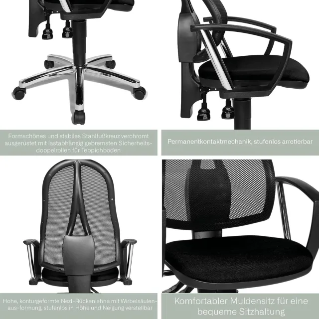 House&Garde Bureaustoel ergonomisch met armleuningen – House&Garden ErgoComfort Bordeaux kantoorstoel – verstelbare rugleuning en zithoogte – draaibaar met wielen – ergonomische bureaustoel voor thuiswerk, kantoor en studie – bordeauxrood