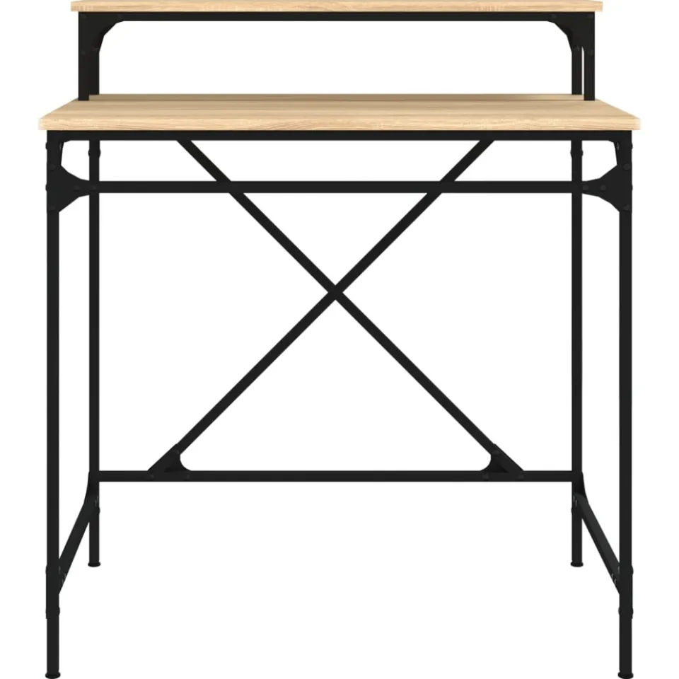 vidaXL Bureau 80x50x90 cm bewerkt hout en ijzer sonoma eikenkleurig, foto 4