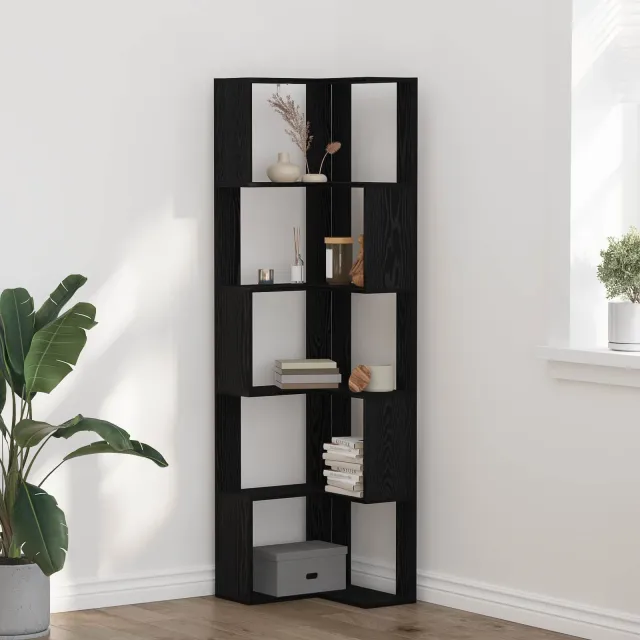 vidaXL Boekenkast 5-laags 50 x 50 x 179 cm Zwart Eiken, foto 2