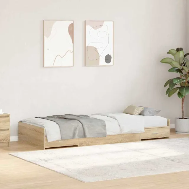 vidaXL Bedframe met lade Sonoma Eiken 75 x 190 cm Bewerkt hout Bruin