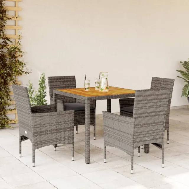 vidaXL 5-delige Loungeset met kussens poly rattan en acaciahout grijs, foto 2