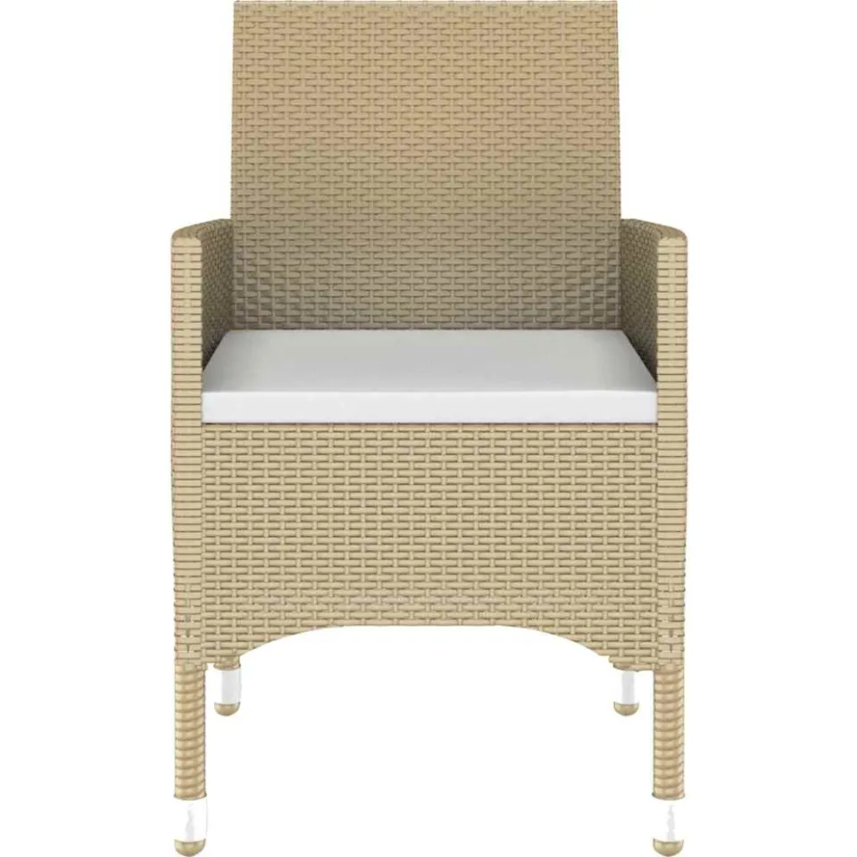 vidaXL 5-delige Tuinset poly rattan en gehard glas beige, foto 4