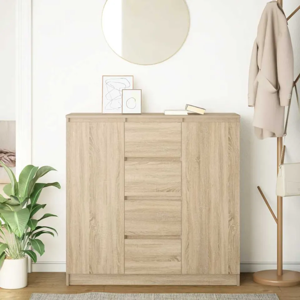 vidaXL Dressoir met lades 100,5x35x98,5 cm spaanplaat sonoma bruin, foto 2
