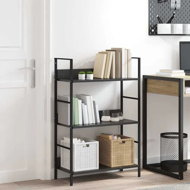 vidaXL Boekenkast met 3 schappen 60x27,6x90,5 cm bewerkt hout zwart, foto 2