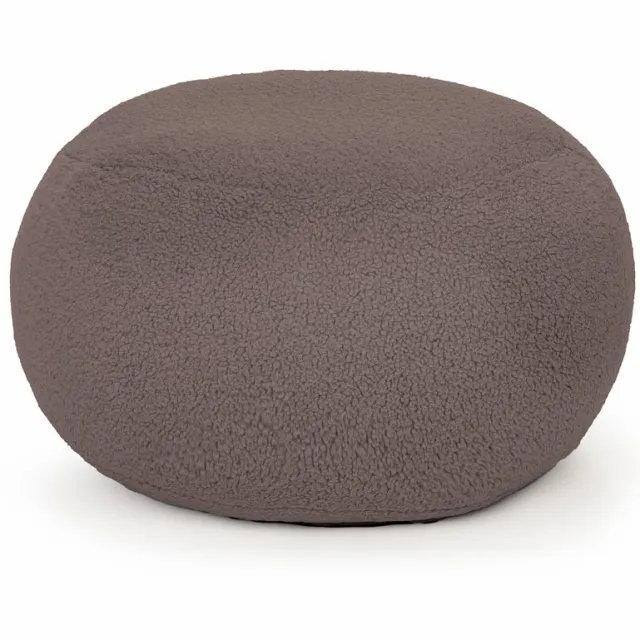 Drop & Sit poef - sfeervolle teddy - bruin - Ø 60 cm - extra comfortabel en zacht