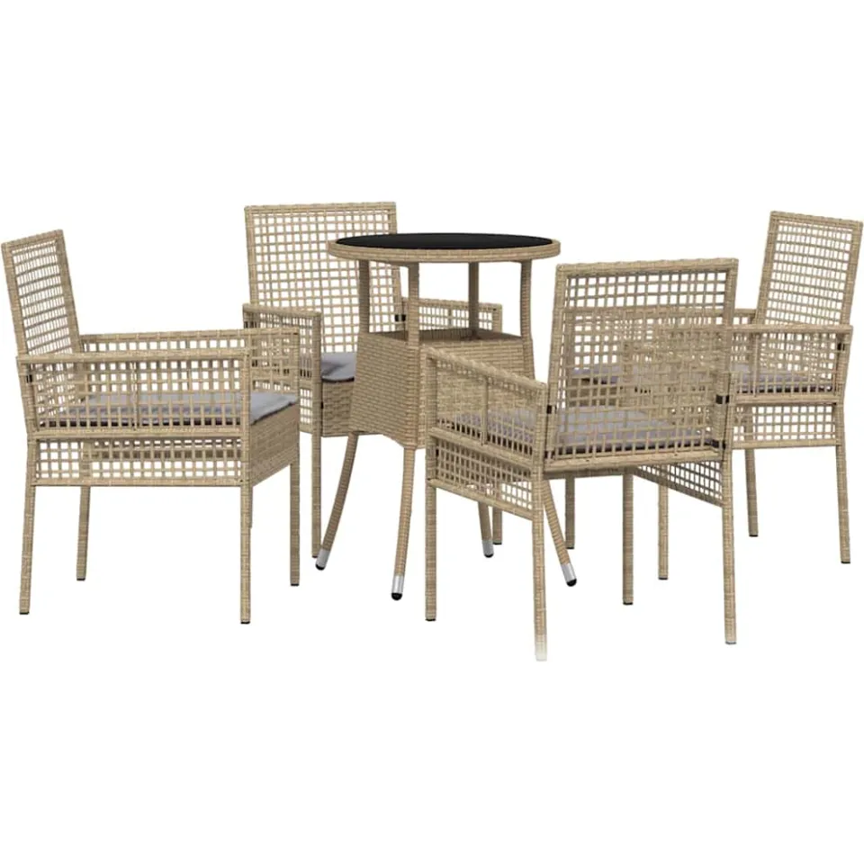 vidaXL Tuin eettafelset 5 st Beige poly rattan, foto 3
