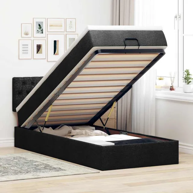 vidaXL Ottoman bed met matras 80x200cm stof zwart