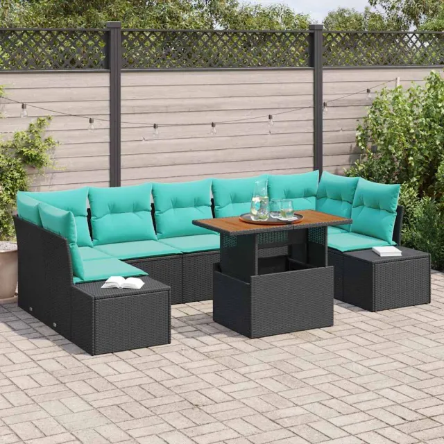 vidaXL Tuin Sofa Set 8 st Zwart Poly riet, foto 2